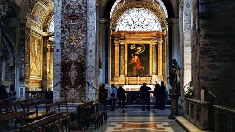 Church Of San Luigi Dei Francesi In Rome With Caravaggio Masterpieces